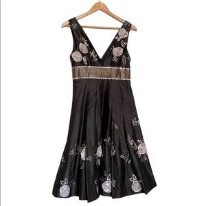 Tibi Green Tag Sequined Floral Silk Dress